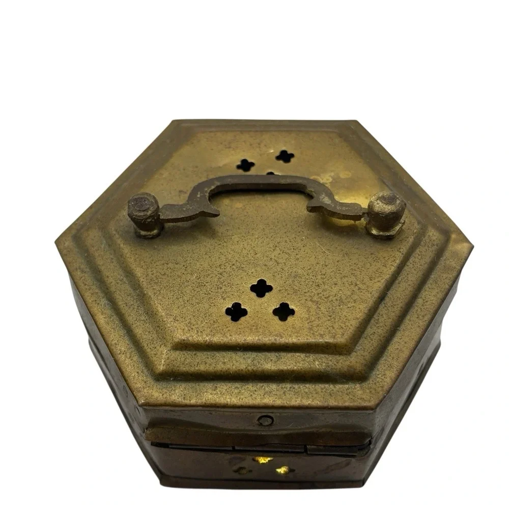 2 VTG‎ Brass Oriental Cricket Box Cage Metal Stash Asian Incense Potpourri India